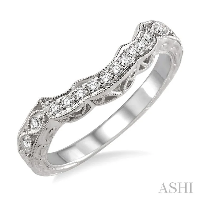 Gold Promise Ring for Engagement-1/6 Ctw Round Cut Diamond Wedding Band in 14K White Gold