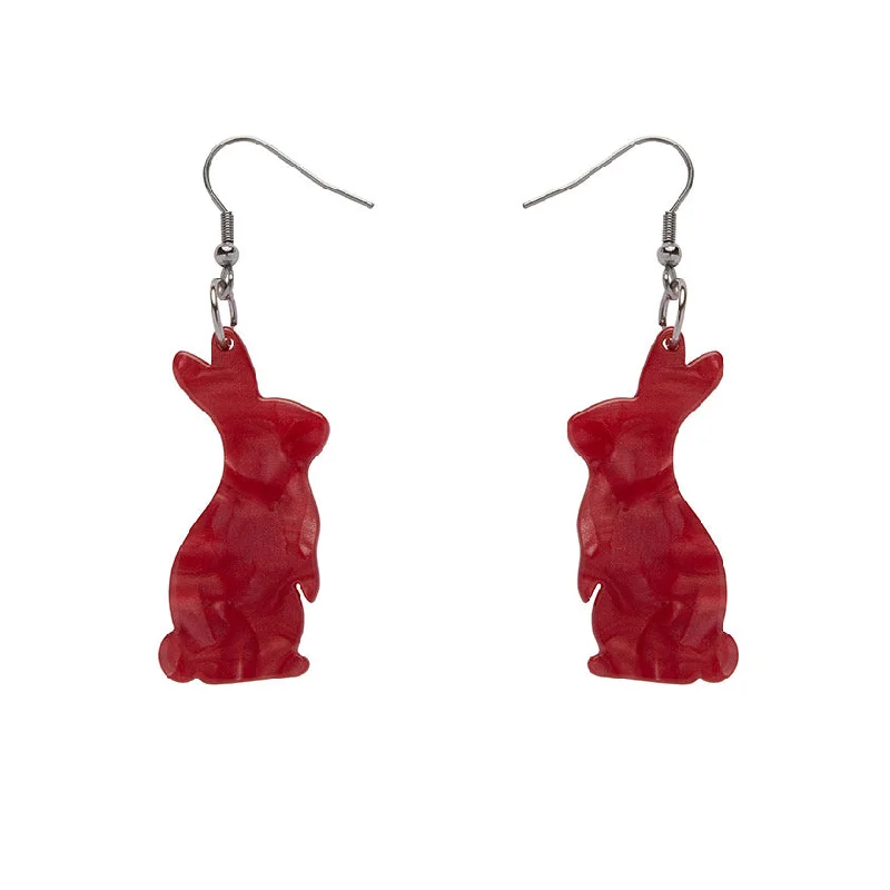 Chic Gold Earrings for Women-Erstwilder - Bunny Textured Resin Drop Earrings - Red