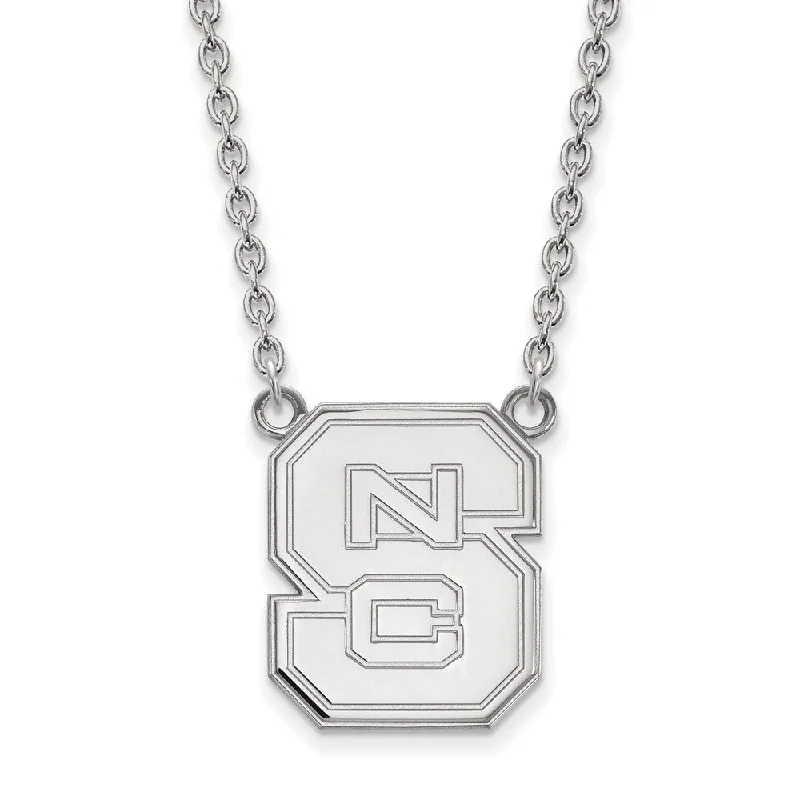 Unique Handmade Necklace-10k White Gold North Carolina Large 'NCS' Pendant Necklace