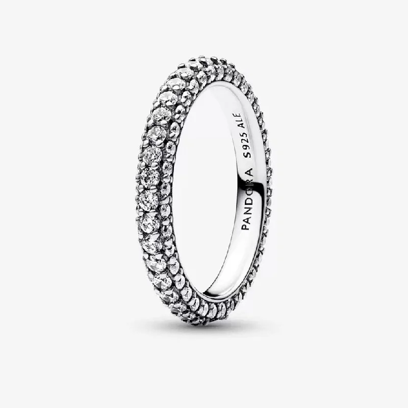 Simple Wedding Ring for Men and Women-PANDORA : Pandora Timeless Pavé Single-row Ring in Sterling Silver