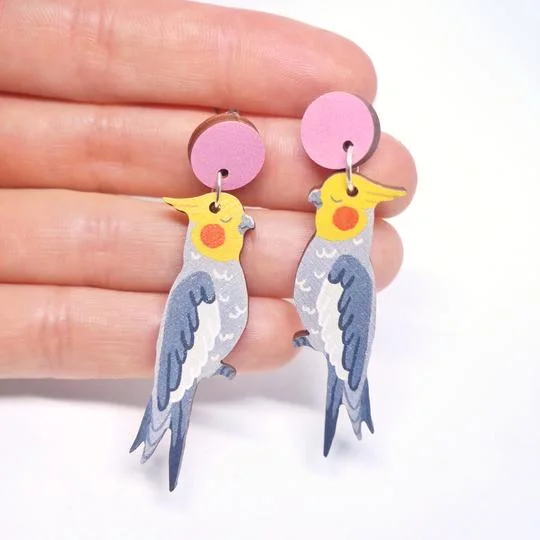 Handmade Earrings for Gift Ideas-Pixie Nut & Co Dangle - Cockatiel*