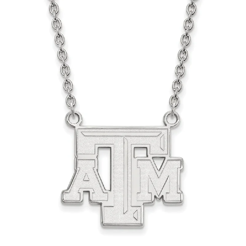 Necklaces with Initials-14k White Gold Texas A&M U Large 'TAM' Pendant Necklace