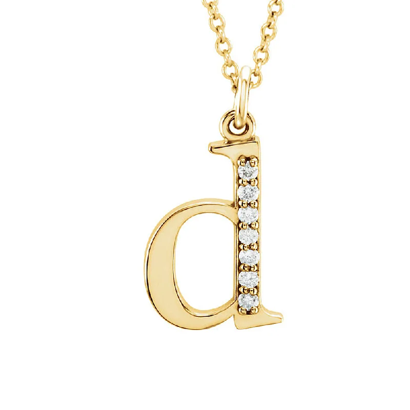 Choker Necklace for Women-The Abbey 14k Yellow Diamond Lower Case Initial 'd' Necklace 16 Inch