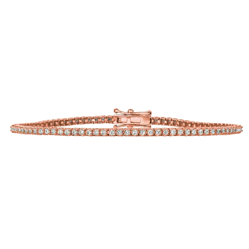 Unique Beaded Bracelet for Festival Wear-14K Rose Gold Diamond Tennis Bracelet