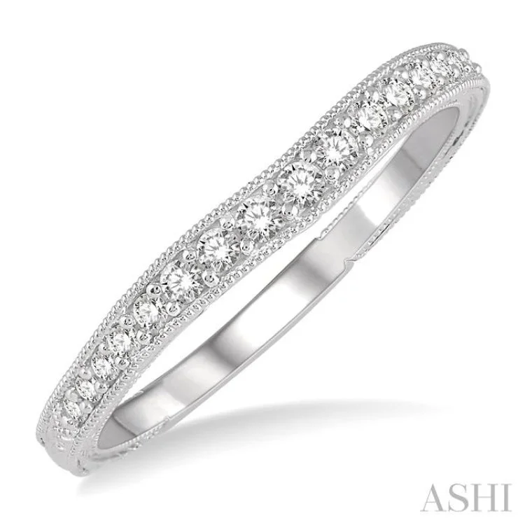 Birthstone Ring for Gifts-1/5 Ctw Round Cut Diamond Wedding Band in 14K White Gold