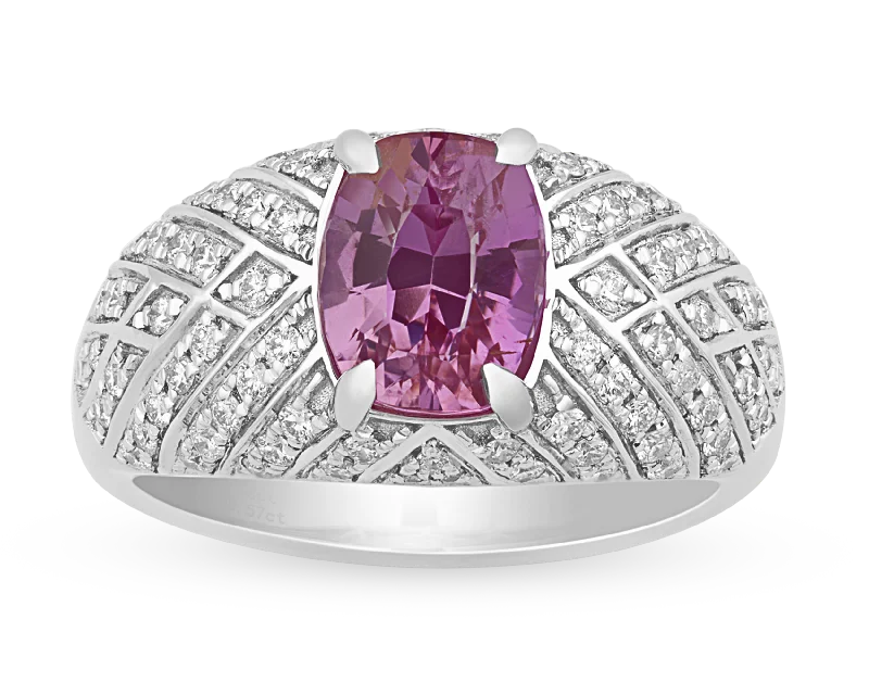 Beautiful Gold Wedding Ring for Her-Untreated Pink Sapphire Ring, 2.58 Carats