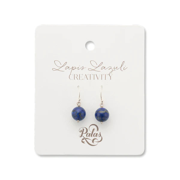 Gold Plated Drop Earrings-Palas Jewellery - Lapis Lazuli Healing Gem Earrings