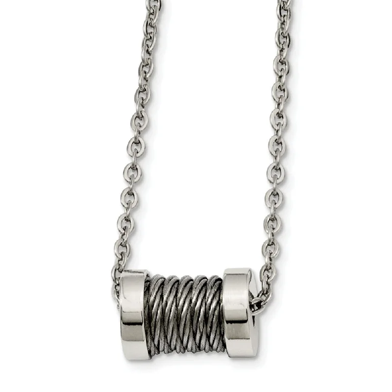 Diamond Necklace for Wedding-Stainless Steel Wire Barrel Necklace 24 Inch