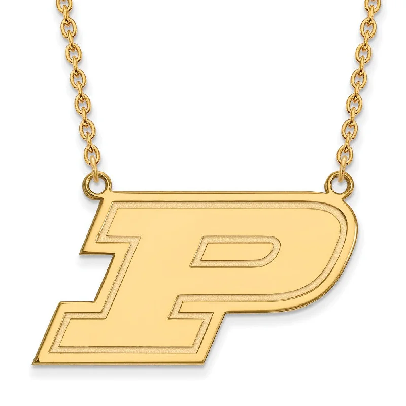 Trendy Gemstone Necklace-14k Gold Plated Silver Purdue Large Initial P Pendant Necklace