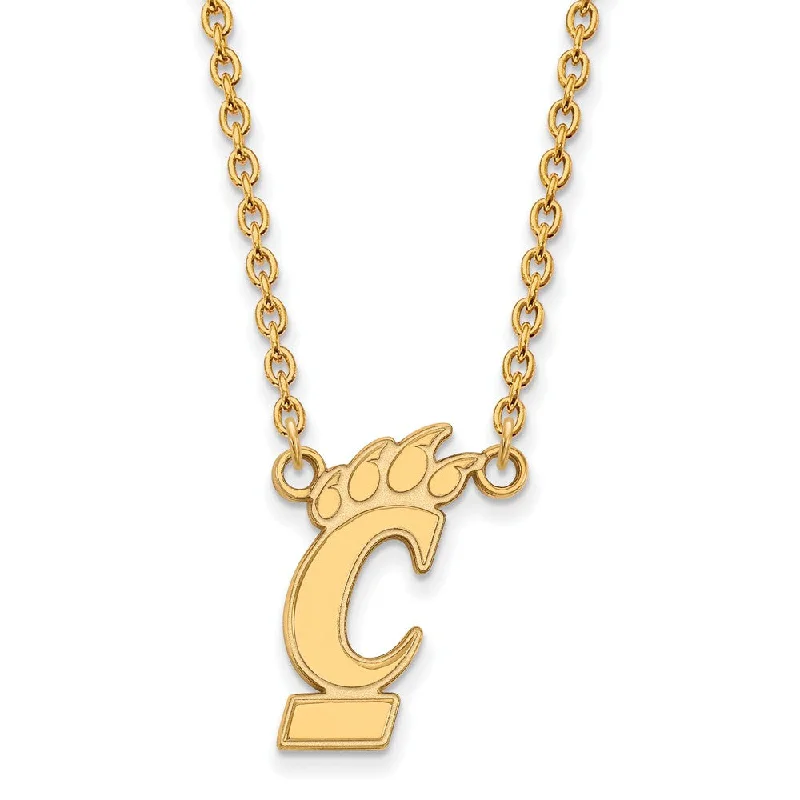 Custom Necklace with Name-14k Gold Plated Silver U of Cincinnati Large Pendant Necklace