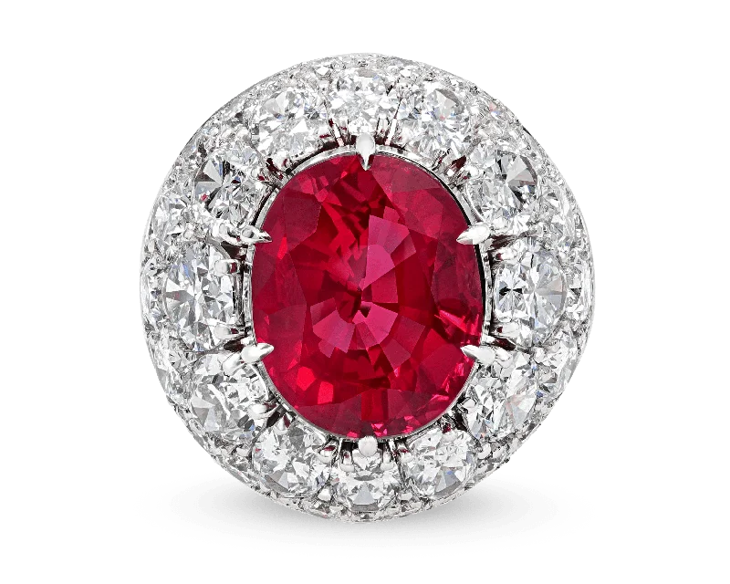 Classic Titanium Ring for Wedding-Mozambique Ruby Ring, 8.50 Carats