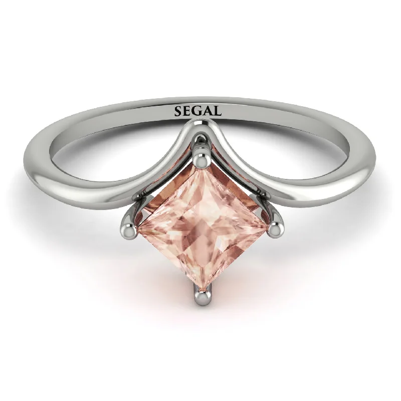 Vintage Gold Ring for Special Occasions-Minimalist Princess Cut Morganite Engagement Rings - Harmony No. 903