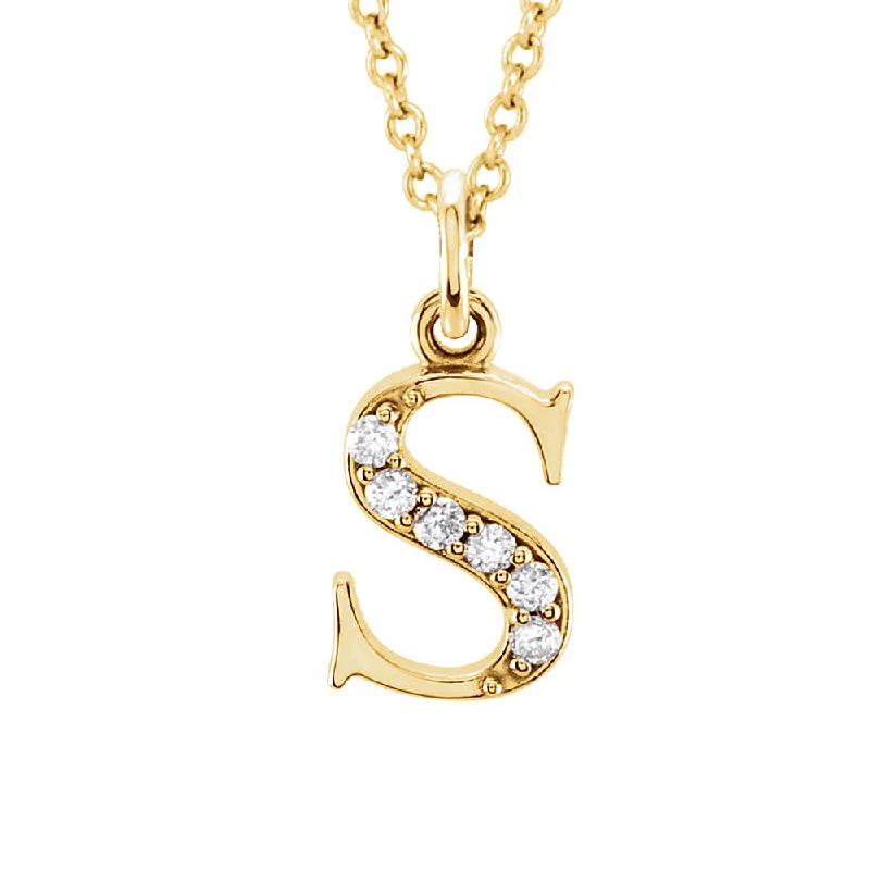 Diamond Pendant Necklace-The Abbey 14k Yellow Diamond Lower Case Initial 's' Necklace 16 Inch