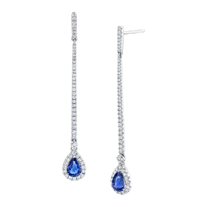 Elegant Hoop Earrings-Uneek Precious Collection Round Blue Sapphire Dangle Earrings