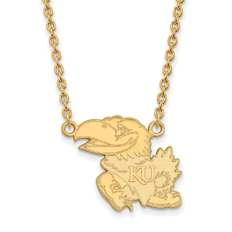 Trendy Choker Necklace for Fashion-10k Yellow Gold U of Kansas Large Jayhawk Pendant Necklace