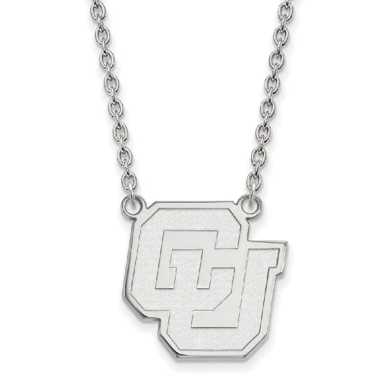 Gold Heart Necklace for Gifts-10k White Gold U of Colorado Large Pendant Necklace