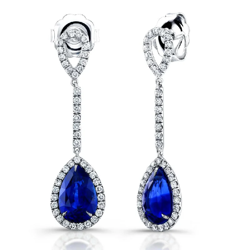 Trendy Earrings for Special Occasions-Uneek Sapphire and Diamond Earrings