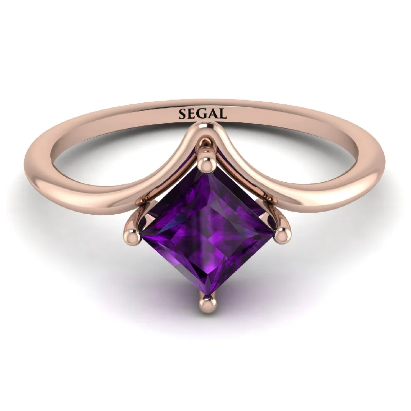 Luxury Diamond Ring for Men-Minimalist Princess Cut Amethyst Engagement Rings - Harmony No. 302