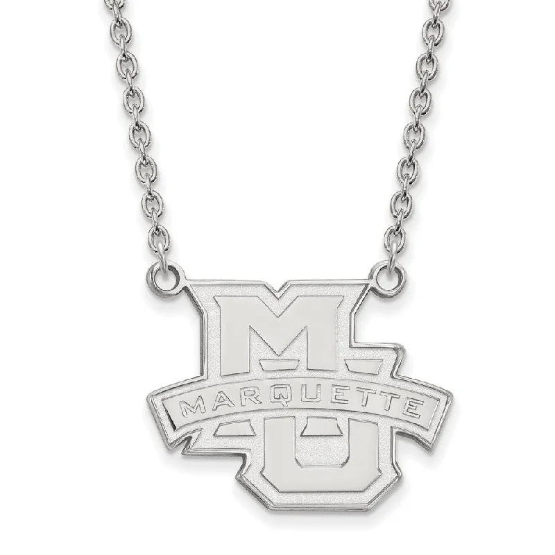 Unique Handmade Necklace-Sterling Silver Marquette U Large Logo Pendant Necklace