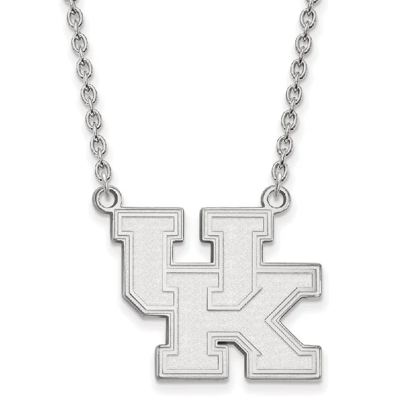 Engraved Necklace for Personal Touch-14k White Gold U of Kentucky Large 'UK' Pendant Necklace