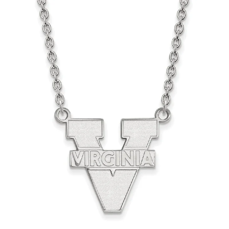 Trendy Necklace for Young Adults-14k White Gold U of Virginia Large 'V' Logo Pendant Necklace