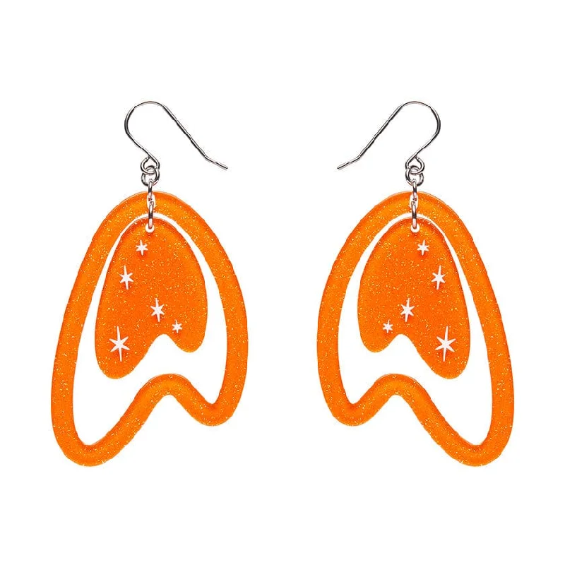 Earrings for Sensitive Ears-Erstwilder - Atomic Boomerang Drop Earrings - Orange