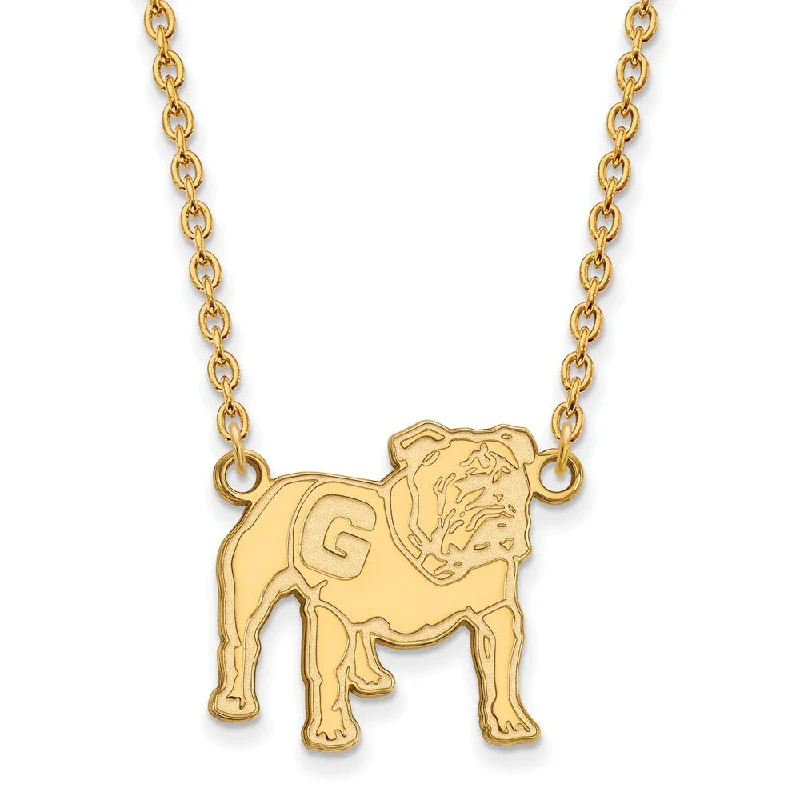 Bohemian Necklace for Hippie Style-14k Yellow Gold U of Georgia Lg Logo Pendant Necklace