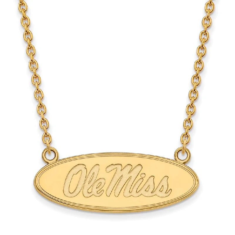 Geometric Necklace for Fashionable Women-14k Yellow Gold U of Mississippi Large Pendant Necklace