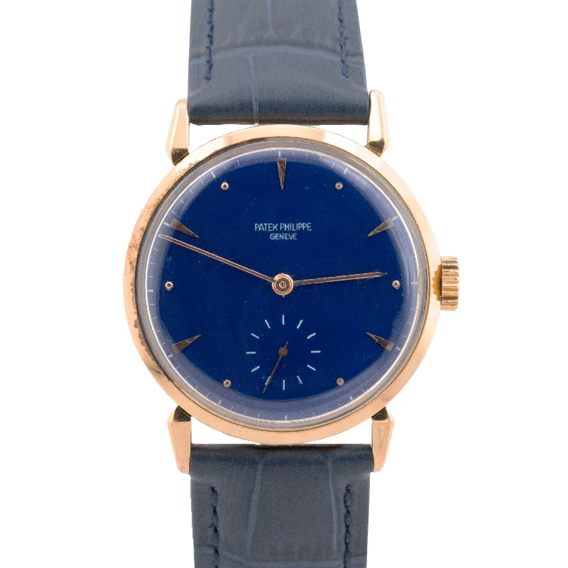 Best Watches for Outdoor Adventures-VINTAGE Patek Philippe Calatrava 1578 35mm Spider Lugs Blue Manual 18K Watch