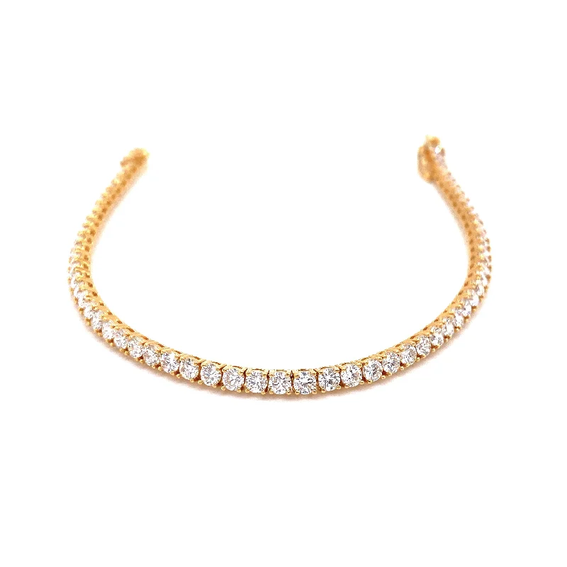 Classic Gold Bracelet for Brides-18K Yellow Gold Diamond Tennis Bracelet