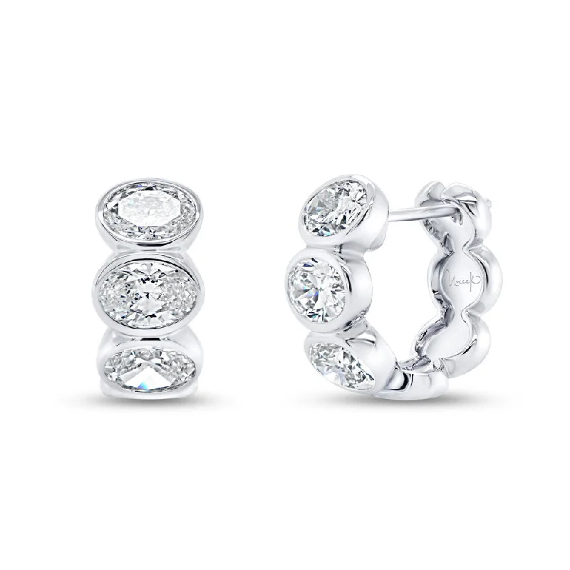 Silver Earrings for Elegant Looks-Uneek Signature Collection Bezel Huggie Earrings