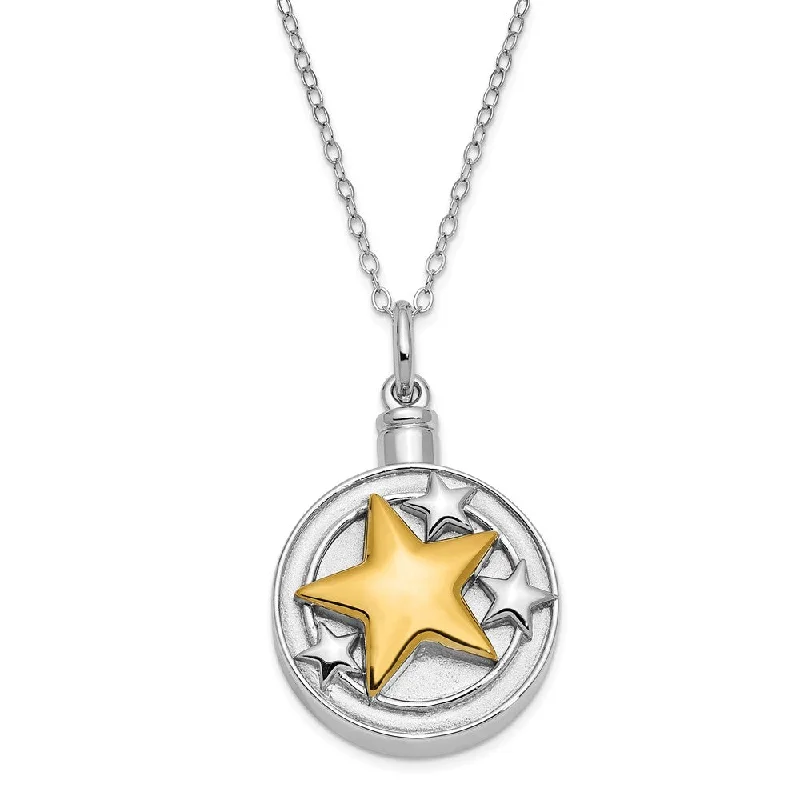 Rose Gold Chain Necklace for Style-Sterling Silver & Gold Plated Star Ash Holder Necklace, 18 Inch