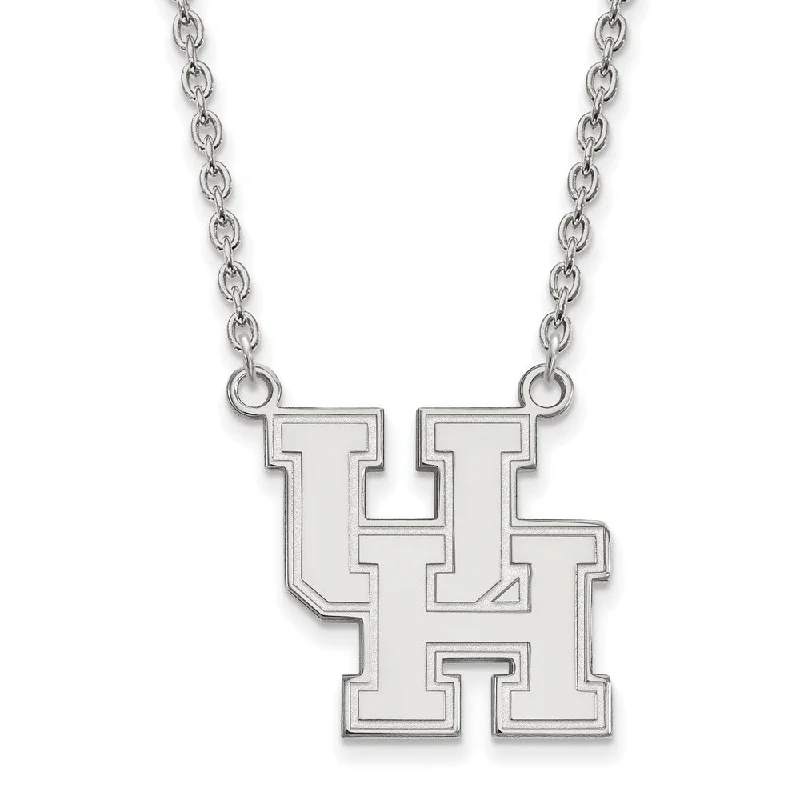 Adjustable Necklace for Comfortable Wear-14k White Gold U of Houston Large Pendant Necklace