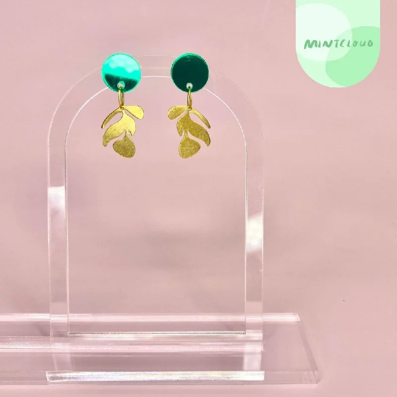 Luxury Gold Earrings for Women-Mintcloud Brass Dangles - Leaf*