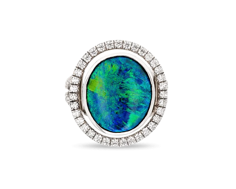 Luxury Sapphire Ring for Anniversary-Black Opal Ring, 6.50 Carats