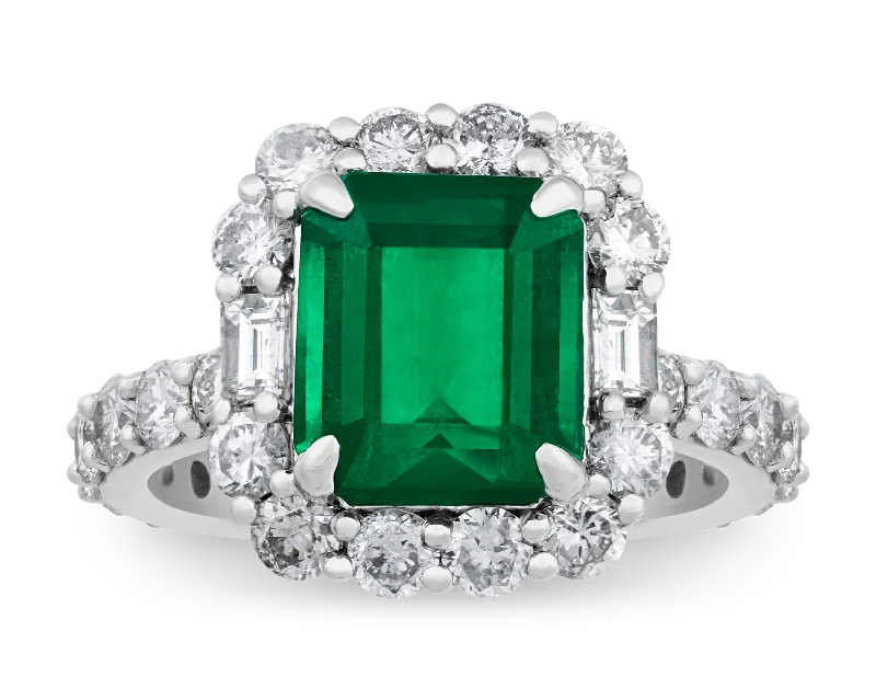 Customizable Gemstone Ring for Engagement-Zambian Emerald Ring, 3.32 Carats