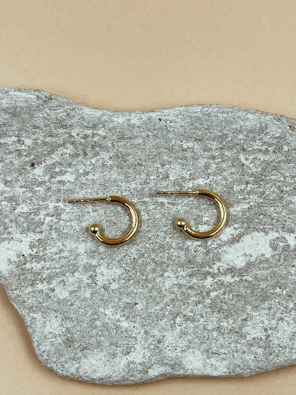 Gold Hoop Earrings-14mm Essential Huggie Hoops