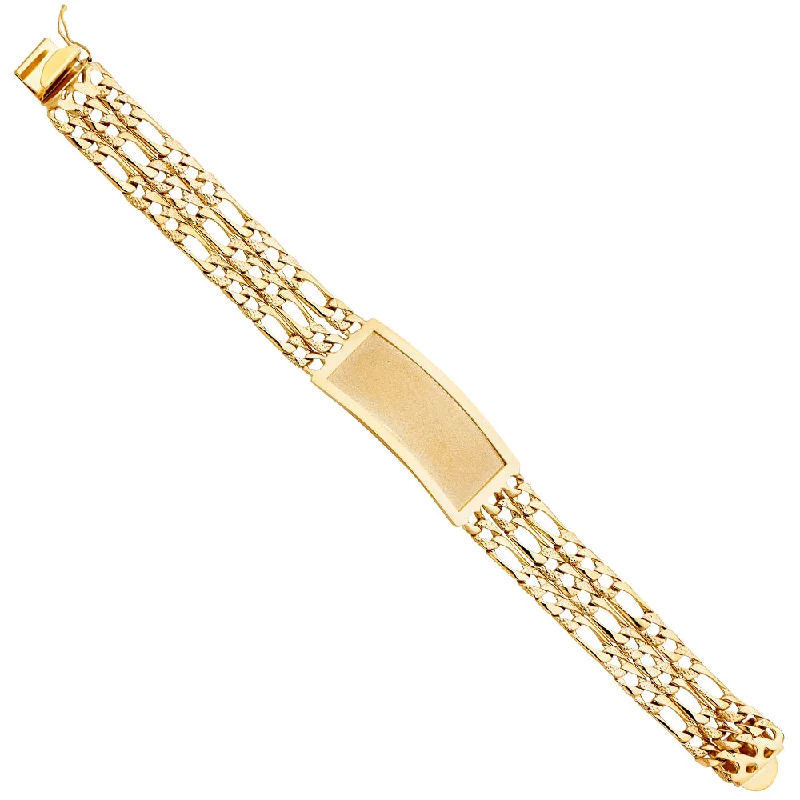 Statement Bracelet for Bold Fashion-14KY 3L Light Nugget Figaro Link ID Bracelet - 8.5"