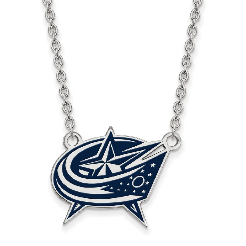 Simple Gold Pendant Necklace-Sterling Silver NHL Blue Jackets LG Enamel Necklace, 18 Inch