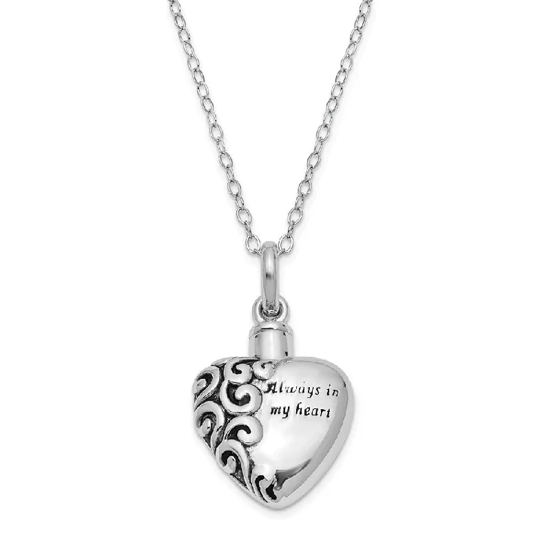 Colorful Necklace for Festivals-Sterling Silver Always in My Heart Ash Holder Necklace, 18 Inch