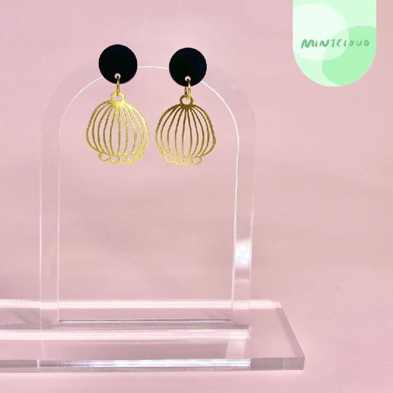 Modern Gold Earrings-Mintcloud Brass Dangles - Poppy Pod