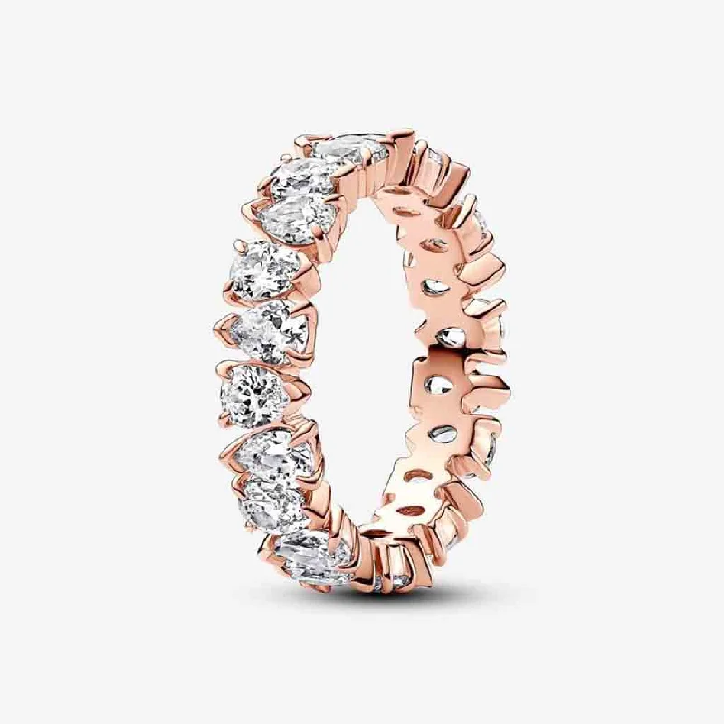 Customizable Gemstone Ring for Engagement-PANDORA : Alternating Sparkling Band Ring