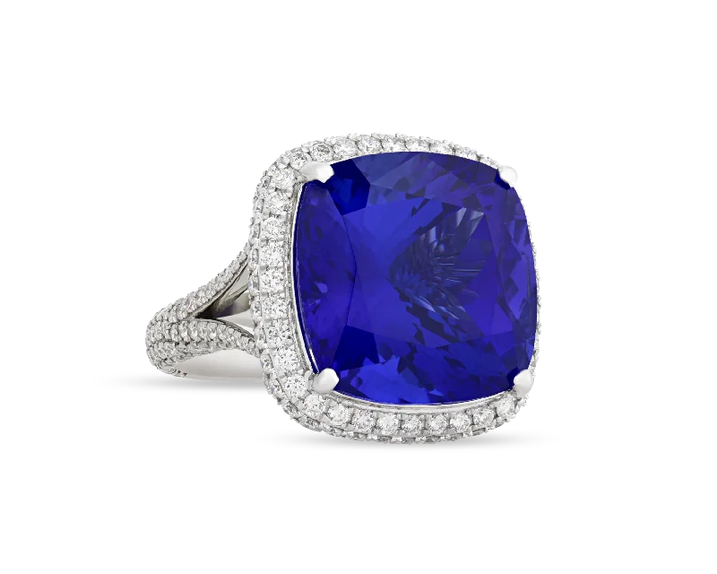 Stylish Wedding Band for Women-Tanzanite Convertible Pendant Ring, 22.43 Carats