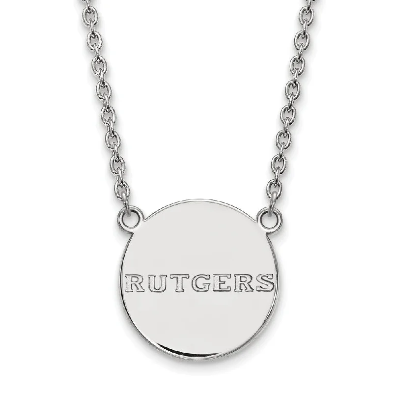 Handcrafted Pendant Necklace for Gifts-Sterling Silver Rutgers Large 'Rutgers' Disc Pendant Necklace