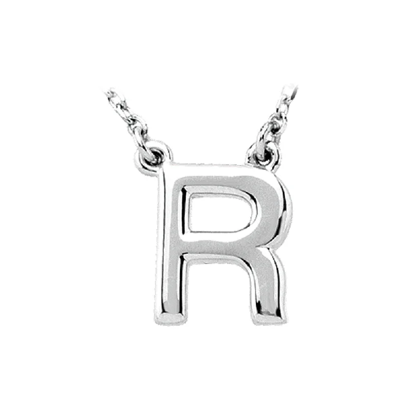 Long Chain Necklace for Layering-Sterling Silver, Kendall Collection, Block Initial R Necklace, 16 Inch