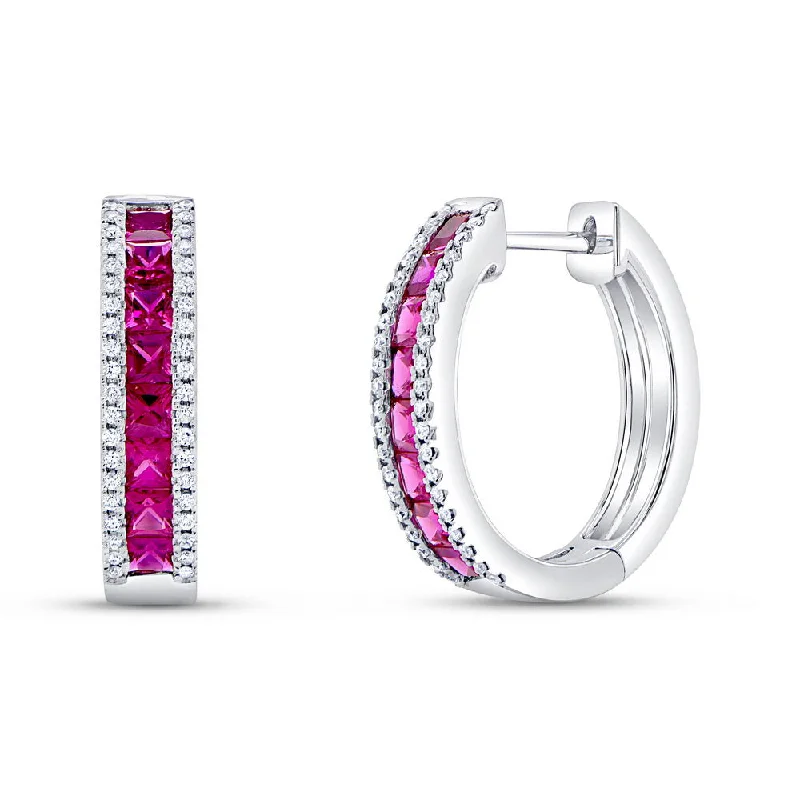 Trendy Earrings for Special Occasions-Uneek Precious Collection Ruby Huggie Earrings