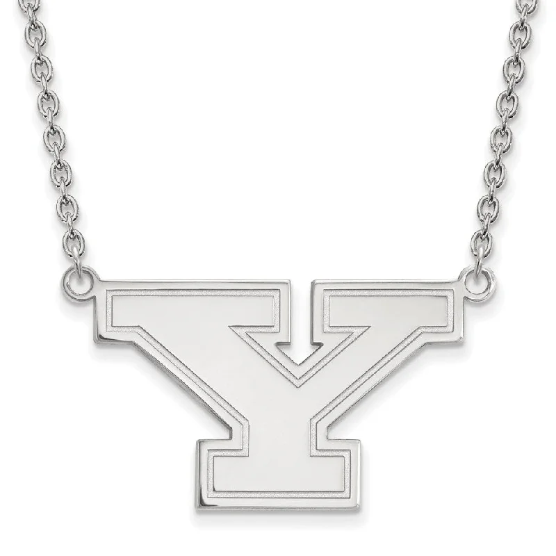 Colorful Stone Necklace for Summer-14k White Gold Youngstown State Large Initial Y Necklace, 18 Inch