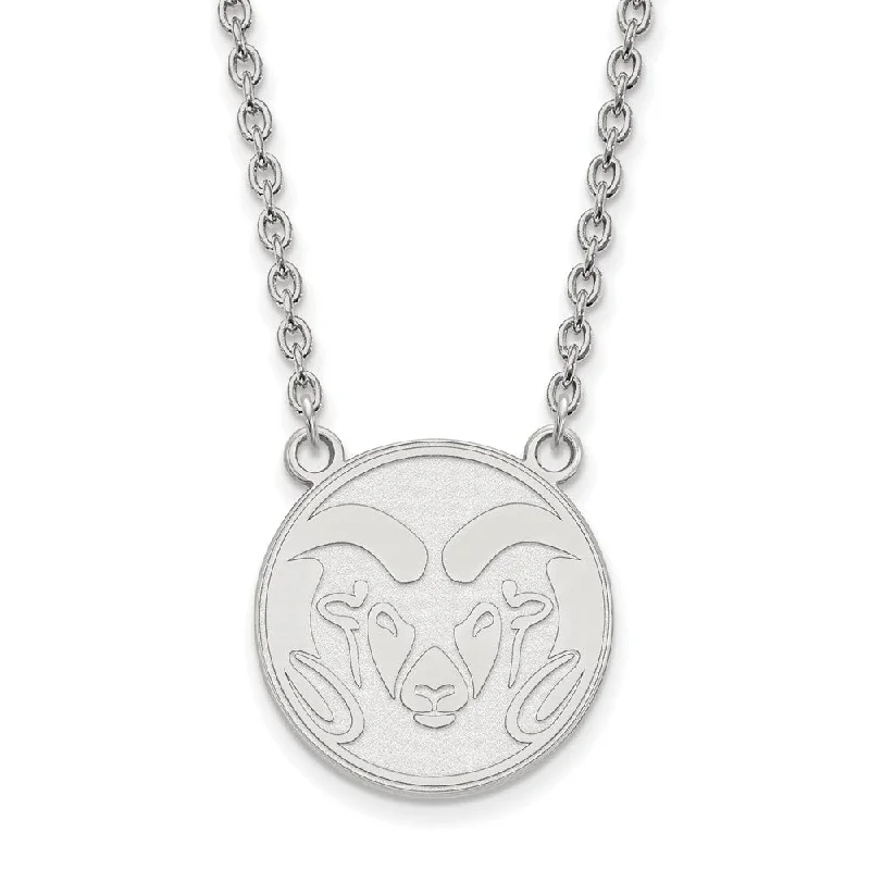 Modern Necklace for Evening Outfits-Sterling Silver Colorado State Large Logo Pendant Necklace