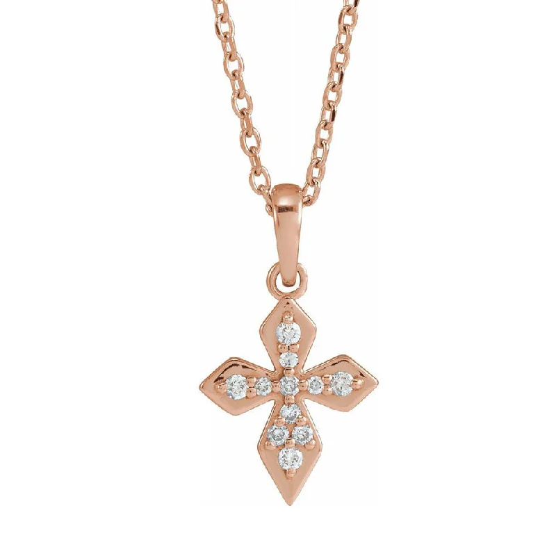 Unique Necklace for Gifts-14K Yellow, White or Rose Gold Diamond Petite Cross Necklace, 16-18 In