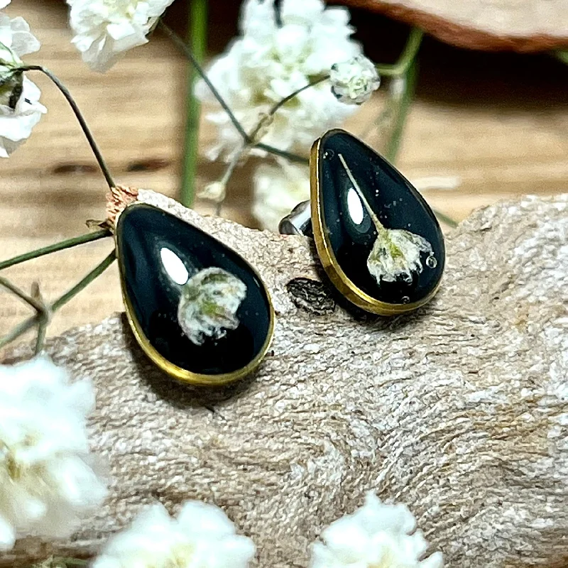 Classic Earrings for Women-Sawdust & Silver Tiny Gardens Collection - Teardrop Various